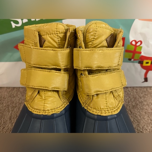 Sperry Saltwater Jetty Waterproof Duck Boots Rain Boots Yellow Navy Velcro Sz 6 - Picture 7 of 16